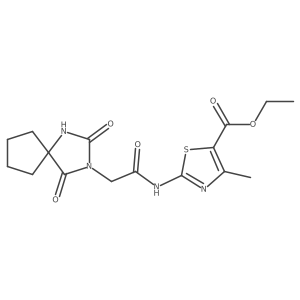Ethyl 2-{[(2,4-dioxo-1,3-diazaspiro[4.4]non-3-yl)acetyl]amino}-4-methyl-1,3-thiazole-5-carboxylate Structure