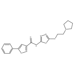 5-phenyl-N-(5-((2-(pyrrolidin-1-yl)ethyl)thio)-1,3,4-thiadiazol-2-yl)isoxazole-3-carboxamide Structure