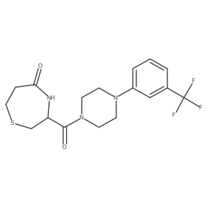 3-(4-(3-(Trifluoromethyl)phenyl)piperazine-1-carbonyl)-1,4-thiazepan-5-one结构式