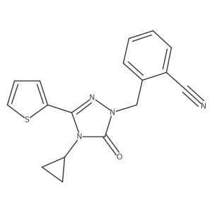 2-((4-cyclopropyl-5-oxo-3-(thiophen-2-yl)-4,5-dihydro-1H-1,2,4-triazol-1-yl)methyl)benzonitrile结构式