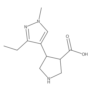 4-(3-ethyl-1-methyl-1H-pyrazol-4-yl)pyrrolidine-3-carboxylic acid结构式