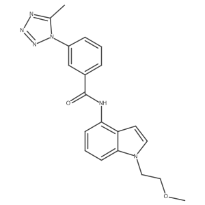 N-[1-(2-methoxyethyl)-1H-indol-4-yl]-3-(5-methyl-1H-tetrazol-1-yl)benzamide结构式