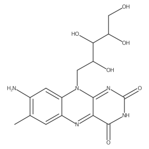 8-Amino-7-methyl-10-((2R,3R,4S)-2,3,4,5-tetrahydroxypentyl)benzo[g]pteridine-2,4(3H,10H)-dione结构式