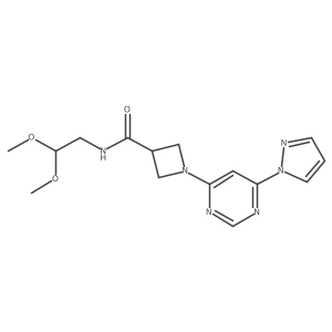 1-(6-(1H-pyrazol-1-yl)pyrimidin-4-yl)-N-(2,2-dimethoxyethyl)azetidine-3-carboxamide Structure