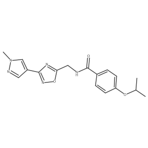 4-isopropoxy-N-((3-(1-methyl-1H-pyrazol-4-yl)-1,2,4-oxadiazol-5-yl)methyl)benzamide结构式