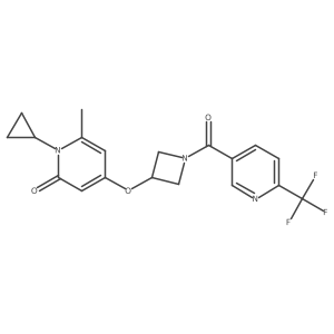 1-cyclopropyl-6-methyl-4-((1-(6-(trifluoromethyl)nicotinoyl)azetidin-3-yl)oxy)pyridin-2(1H)-one结构式