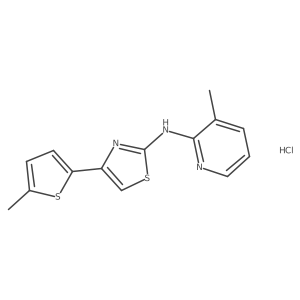 N-(3-methylpyridin-2-yl)-4-(5-methylthiophen-2-yl)thiazol-2-amine hydrochloride结构式