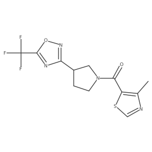 (4-Methylthiazol-5-yl)(3-(5-(trifluoromethyl)-1,2,4-oxadiazol-3-yl)pyrrolidin-1-yl)methanone结构式