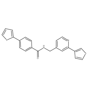 4-(thiophen-2-yl)-N-((2-(thiophen-3-yl)pyridin-4-yl)methyl)benzamide结构式