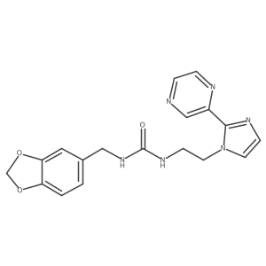 1-(benzo[d][1,3]dioxol-5-ylmethyl)-3-(2-(2-(pyrazin-2-yl)-1H-imidazol-1-yl)ethyl)urea结构式