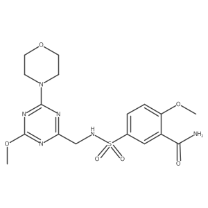 2-methoxy-5-(N-((4-methoxy-6-morpholino-1,3,5-triazin-2-yl)methyl)sulfamoyl)benzamide Structure