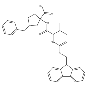 1-benzyl-3-[(2R)-2-({[(9H-fluoren-9-yl)methoxy]carbonyl}amino)-3-methylbutanamido]pyrrolidine-3-carboxylic acid Structure