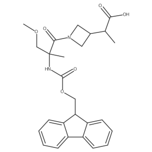 2-{1-[2-({[(9H-fluoren-9-yl)methoxy]carbonyl}amino)-3-methoxy-2-methylpropanoyl]azetidin-3-yl}propanoic acid结构式