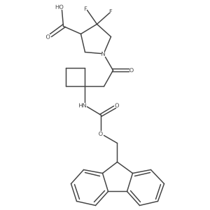 1-{2-[1-({[(9H-fluoren-9-yl)methoxy]carbonyl}amino)cyclobutyl]acetyl}-4,4-difluoropyrrolidine-3-carboxylic acid Structure