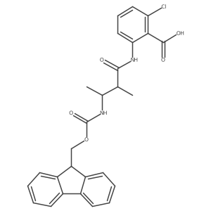 2-chloro-6-[3-({[(9H-fluoren-9-yl)methoxy]carbonyl}amino)-2-methylbutanamido]benzoic acid结构式