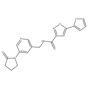 N-((5-(2-oxopyrrolidin-1-yl)pyridin-3-yl)methyl)-5-(thiophen-2-yl)isoxazole-3-carboxamide结构式