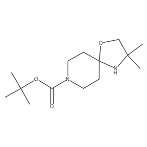 3,3-Dimethyl-1-oxa-4,8-diaza-spiro[4.5]decane-8-carboxylic acid tert-butyl ester结构式