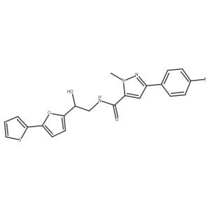 3-(4-fluorophenyl)-N-{2-hydroxy-2-[5-(thiophen-2-yl)furan-2-yl]ethyl}-1-methyl-1H-pyrazole-5-carboxamide结构式