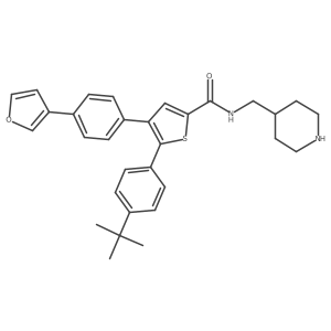 5-(4-(tert-Butyl)phenyl)-4-(4-(furan-3-yl)phenyl)-N-(piperidin-4-ylmethyl)thiophene-2-carboxamide结构式