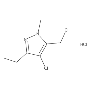 4-Chloro-5-(chloromethyl)-3-ethyl-1-methylpyrazole;hydrochloride结构式