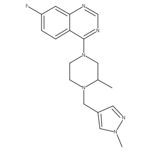 7-fluoro-4-{3-methyl-4-[(1-methyl-1H-pyrazol-4-yl)methyl]piperazin-1-yl}quinazoline结构式