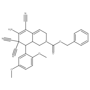 benzyl 6-amino-5,7,7-tricyano-8-(2,5-dimethoxyphenyl)-3,7,8,8a-tetrahydro-2(1H)-isoquinolinecarboxylate结构式