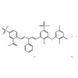 Disodium;copper;hydron;2-[[2-[2-hydroxy-5-sulfo-3-[(2,5,6-trichloropyrimidin-4-yl)amino]phenyl]imino-1-phenylethyl]diazenyl]-5-sulfobenzoic acid Structure