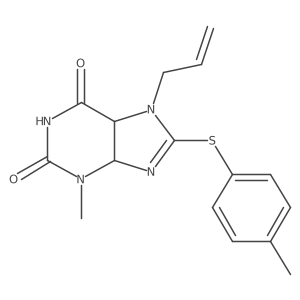 3-Methyl-8-(4-methylphenyl)sulfanyl-7-prop-2-enyl-4,5-dihydropurine-2,6-dione结构式