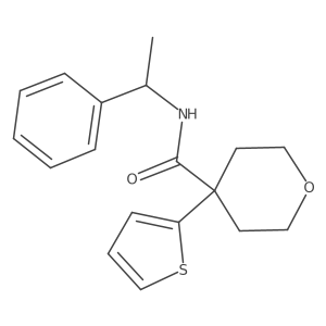 N-(1-phenylethyl)-4-(thiophen-2-yl)tetrahydro-2H-pyran-4-carboxamide Structure