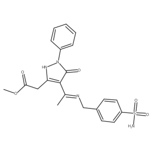 methyl [(4Z)-5-oxo-1-phenyl-4-{1-[(4-sulfamoylbenzyl)amino]ethylidene}-4,5-dihydro-1H-pyrazol-3-yl]acetate结构式