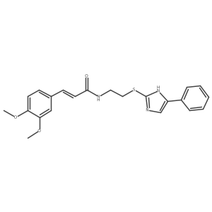 (E)-3-(3,4-dimethoxyphenyl)-N-(2-((5-phenyl-1H-imidazol-2-yl)thio)ethyl)acrylamide结构式