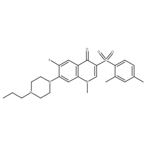 3-((2,4-dimethylphenyl)sulfonyl)-6-fluoro-1-methyl-7-(4-propylpiperazin-1-yl)quinolin-4(1H)-one Structure