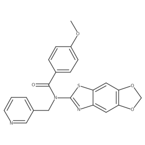 N-([1,3]dioxolo[4',5':4,5]benzo[1,2-d]thiazol-6-yl)-4-methoxy-N-(pyridin-3-ylmethyl)benzamide结构式