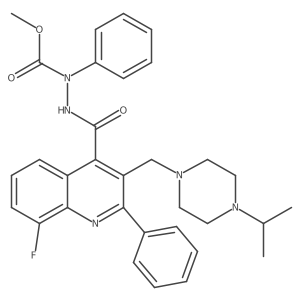 8-Fluoro-3-[[4-(1-methylethyl)-1-piperazinyl]methyl]-2-phenyl-4-quinolinecarboxylic acid 2-(methoxycarbonyl)-2-phenylhydrazide Structure