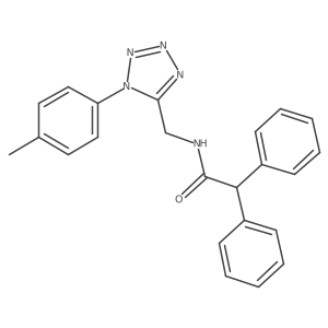 2,2-diphenyl-N-((1-(p-tolyl)-1H-tetrazol-5-yl)methyl)acetamide结构式