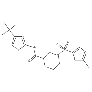 N-(4-(tert-butyl)thiazol-2-yl)-1-((5-chlorothiophen-2-yl)sulfonyl)piperidine-3-carboxamide结构式