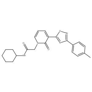 N-cyclohexyl-2-{3-[3-(4-methylphenyl)-1,2,4-oxadiazol-5-yl]-2-oxo-1,2-dihydropyridin-1-yl}acetamide结构式