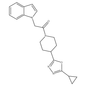 1-(4-(5-cyclopropyl-1,3,4-oxadiazol-2-yl)piperidin-1-yl)-2-(1H-indol-1-yl)ethanone Structure