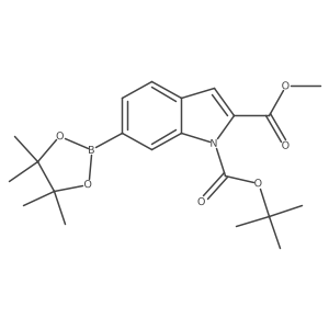 1-tert-butyl 2-methyl 6-(tetramethyl-1,3,2-dioxaborolan-2-yl)-1H-indole-1,2-dicarboxylate结构式