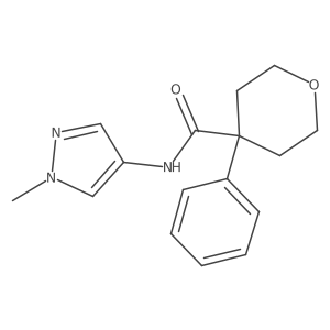 N-(1-methyl-1H-pyrazol-4-yl)-4-phenyltetrahydro-2H-pyran-4-carboxamide结构式