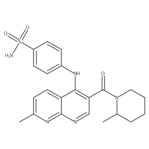 4-((7-Methyl-3-(2-methylpiperidine-1-carbonyl)-1,8-naphthyridin-4-yl)amino)benzenesulfonamide结构式