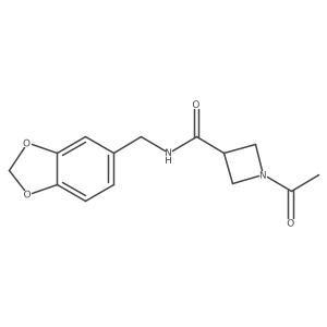 1-acetyl-N-(benzo[d][1,3]dioxol-5-ylmethyl)azetidine-3-carboxamide结构式