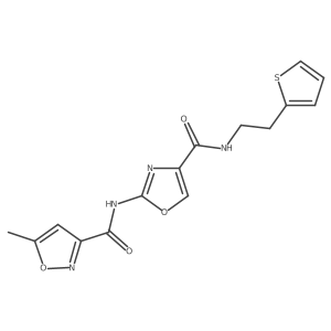 5-methyl-N-(4-((2-(thiophen-2-yl)ethyl)carbamoyl)oxazol-2-yl)isoxazole-3-carboxamide Structure