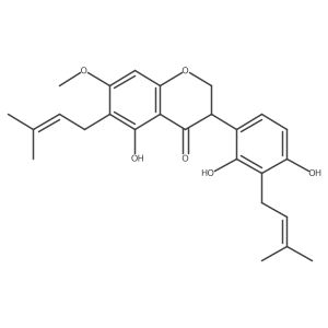 (3S)-3-[2,4-Dihydroxy-3-(3-methyl-2-buten-1-yl)phenyl]-2,3-dihydro-5-hydroxy-7-methoxy-6-(3-methyl-2-buten-1-yl)-4H-1-benzopyran-4-one Structure