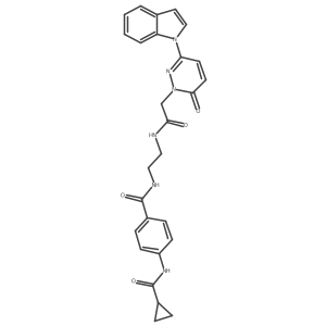 N-(2-(2-(3-(1H-indol-1-yl)-6-oxopyridazin-1(6H)-yl)acetamido)ethyl)-4-(cyclopropanecarboxamido)benzamide结构式