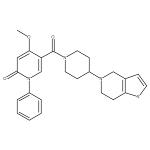 5-(4-(6,7-dihydrothieno[3,2-c]pyridin-5(4H)-yl)piperidine-1-carbonyl)-4-methoxy-1-phenylpyridin-2(1H)-one结构式