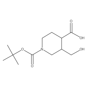 rac-(3R,4S)-1-[(tert-butoxy)carbonyl]-3-(hydroxymethyl)piperidine-4-carboxylic acid结构式