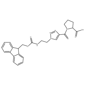 (2R)-1-{1-[2-({[(9H-fluoren-9-yl)methoxy]carbonyl}amino)ethyl]-1H-1,2,3-triazole-4-carbonyl}pyrrolidine-2-carboxylic acid结构式