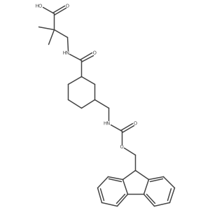 3-({3-[({[(9H-fluoren-9-yl)methoxy]carbonyl}amino)methyl]cyclohexyl}formamido)-2,2-dimethylpropanoic acid Structure