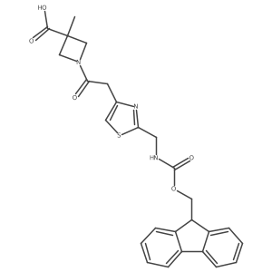 1-(2-{2-[({[(9H-fluoren-9-yl)methoxy]carbonyl}amino)methyl]-1,3-thiazol-4-yl}acetyl)-3-methylazetidine-3-carboxylic acid Structure